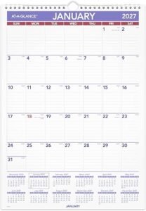 AT-A-GLANCE 2027 Wall Calendar, Monthly, 12" x 17" Planner, Ruled Daily Blocks (PM22827)