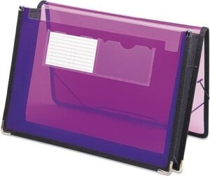 Smead Poly File Wallet with Closure, 2-1/4" Expansion, Flap and Cord, Translucent, Letter Size, Purple (71952)