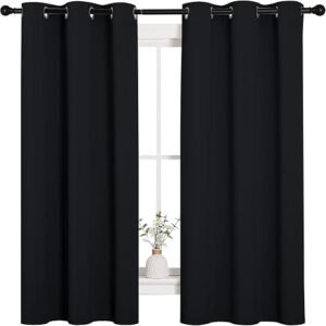 NICETOWN Black Blackout Curtains for Bedroom 42" Wide x 63" Long 2 Panels | Solid Grommet Thermal Insulated Dr