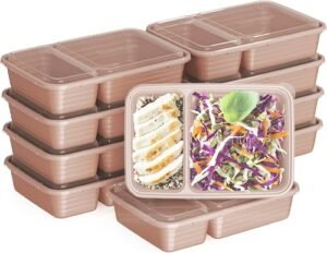 Bentgo Prep 2-Compartment Meal Prep Containers with Lids, 20 Piece Set | 3-Cup Capacity, Portion Control, Stackable, Mic