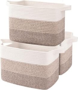 OIAHOMY Cotton Rope Storage Baskets for Organizing Gradient Yellow 3-Pack | 13"x9.9"x8.7" Decorative Wove