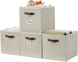 DECOMOMO Storage Bins, Storage Baskets for Shelves | 13" x 15" x 13" Storage Cube Bins with Labels for Or