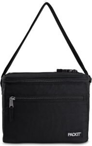 PackIt Freezable Essential Lunch Cooler, Black | Built-in ice packs, EcoFreeze+ Technology, Adjustable strap, Front zipp