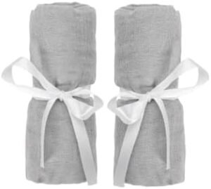 Newton Baby Travel Crib Fitted Sheet 2-Pack, Breathable - Grey | Play Yard Sheet, Fitted, Breathable, Muslin Cotton, 34&