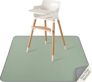 Blissful Diary Baby Splat Mat for Under High Chair, 50.4 x 50.4 Inch Wipeable Splash Mat, Waterproof and Washable, Anti-