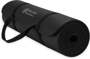 Gaiam Thick Yoga Mat, Exercise & Fitness Mat with Easy-Cinch Carrying Strap | Non-Slip NBR Foam | Joint Cushioning | Yog