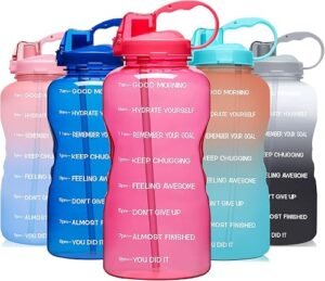 Venture Pal Large 1 Gallon/128 OZ (When Full) Motivational BPA Free Leakproof Water Bottle with Straw & Time Marker Perf