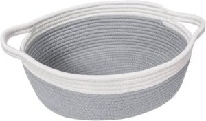 Goodpick Small Woven Rope Gift Basket Empty, 12"x 8"x 5" Boo Basket, Grey | Baby Basket for Baby Showers 