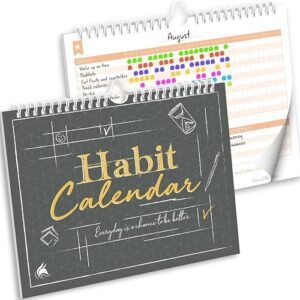 Clever Fox Habit Tracker Calendar, 24-Month Daily Goal Journal Black | 10x8 in, Track atomic habits, goals, workouts, ac