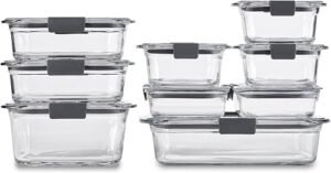 Rubbermaid Brilliance Glass Food Storage set of 4 containers 8 total pieces (4 containers + 4 lids) for Lunch Meal Prep