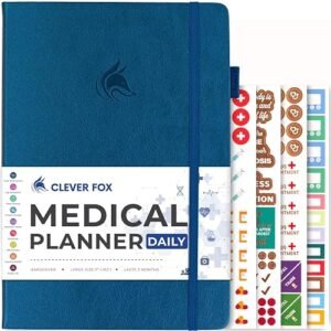 Clever Fox Medical Planner Daily Health Journal & Symptom Tracker, Blue | Complete log book for patients, caregivers & n