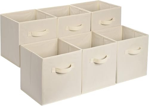 Amazon Basics Collapsible Fabric Storage Cube Bins Organizer with Handles, Organization Containers, Multifunctional, 13" x 13" x 13", Black, 6-Pack