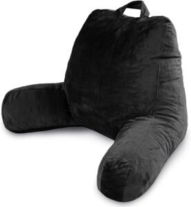 Milliard Reading Pillow with Arms, Black, Cozy Shredded Memory Foam Back Pillow for Bed Sitting Up - Sit Up Backrest Sup